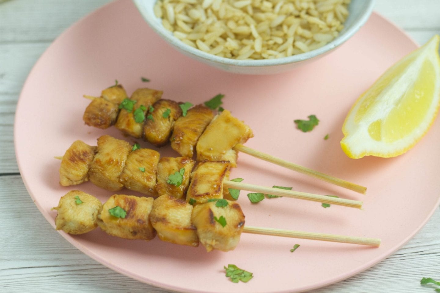 Sticky lemon chicken skewers image