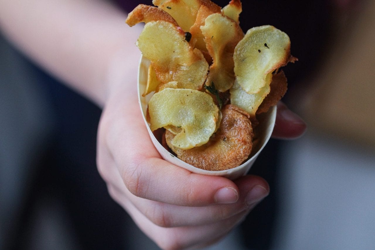 Parsnip chips, parsnip crisps with thyme. Healthy kids snack or side