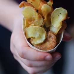 Parsnip chips, parsnip crisps with thyme. Healthy kids snack or side