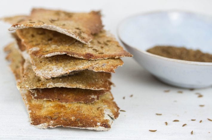 Swedish rye crispbread recipe - enjoy these homemade rye thins with caraway and a maple glaze