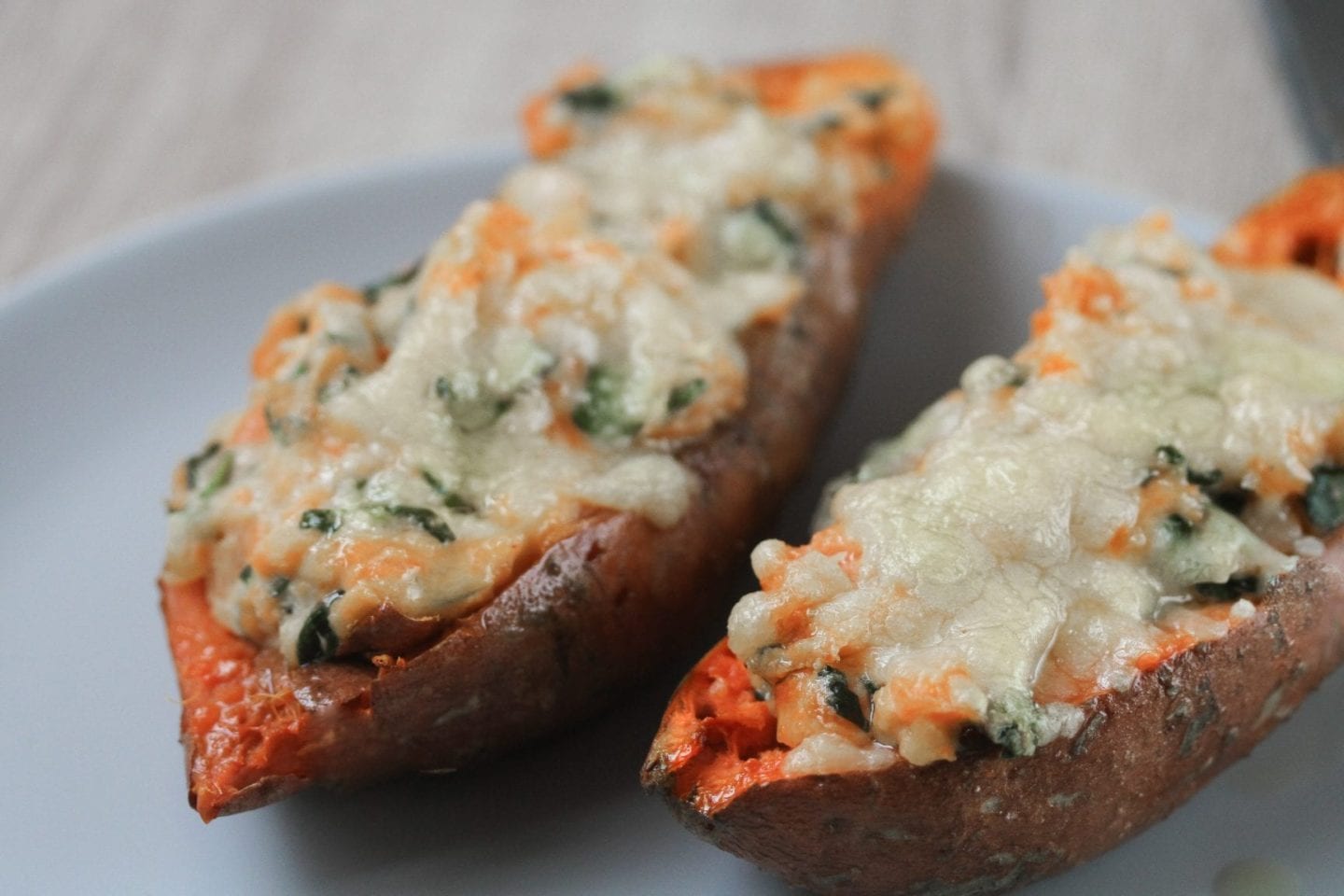 Sweet potato skins with spinach and lentils image