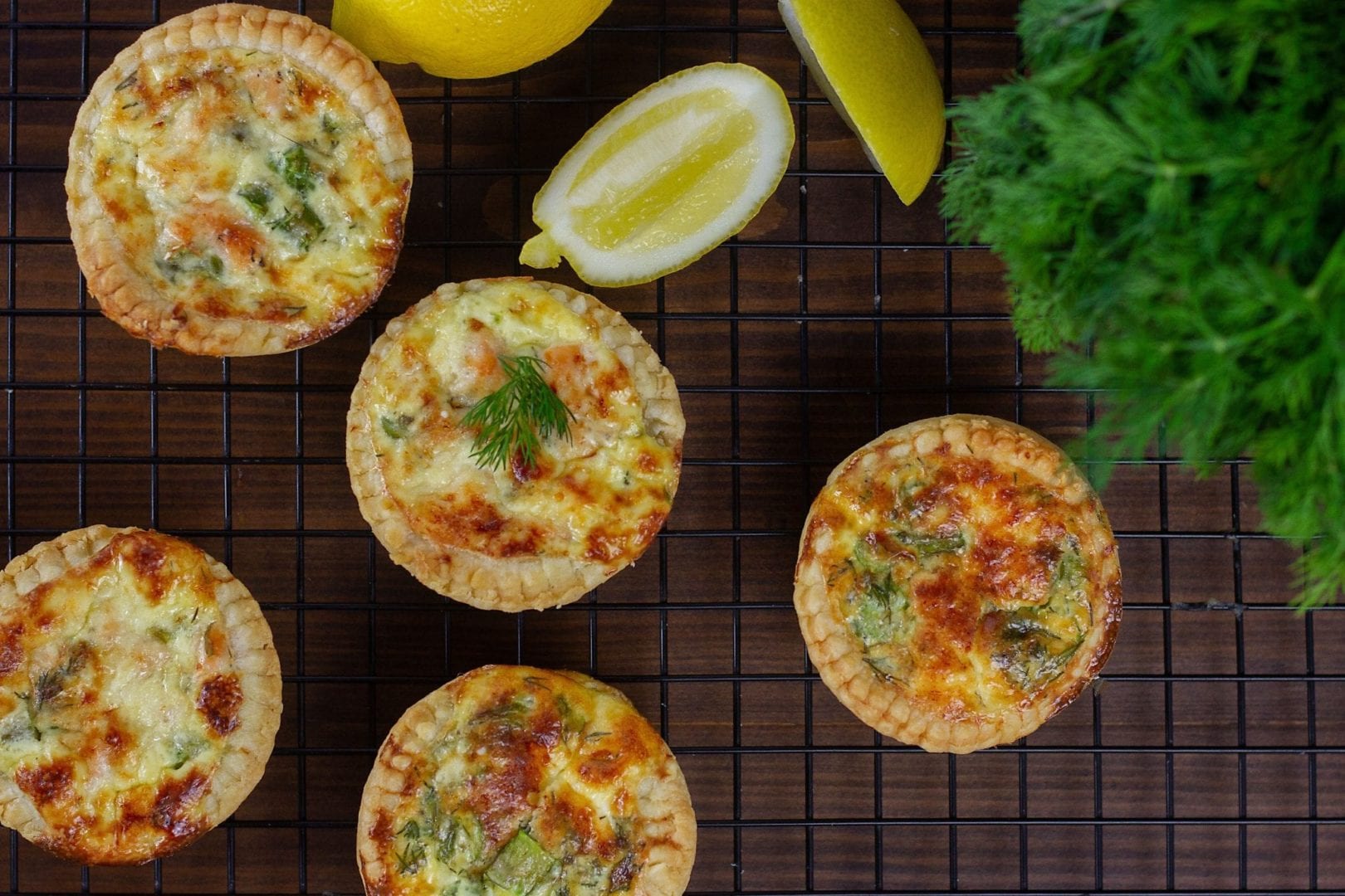 salmon tartlets - make these mini salmon tarts with asparagus dill and parmesan