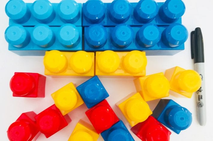 spelling activities - try this word building game with lego bricks