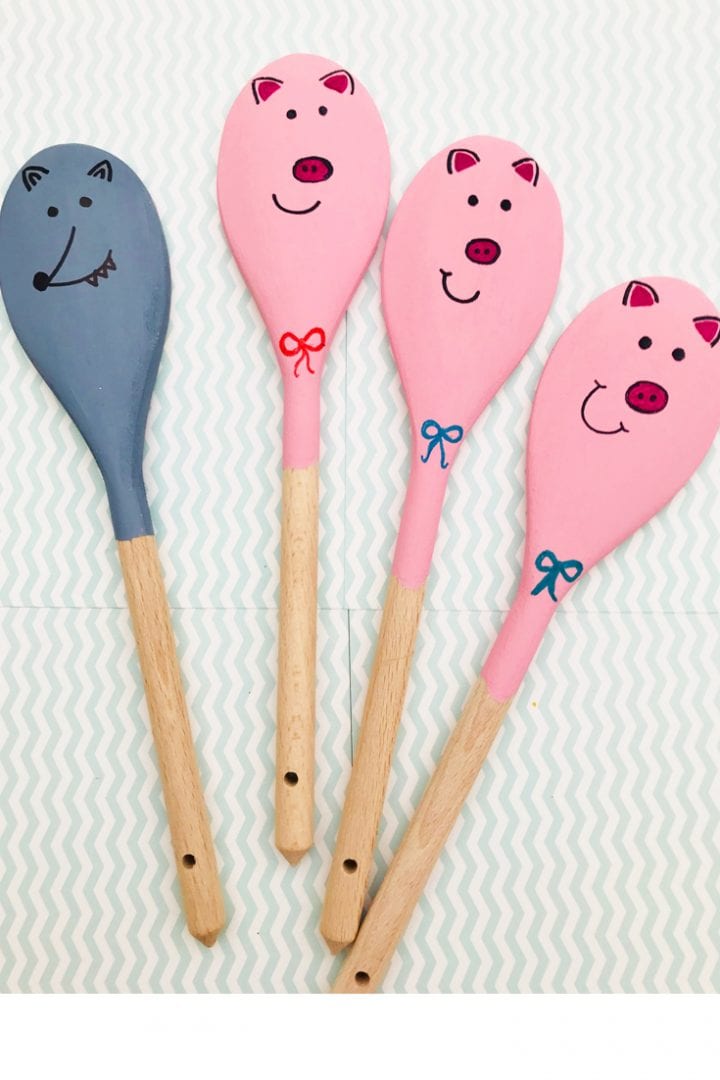 3 little pigs story spoons - story spoon craft