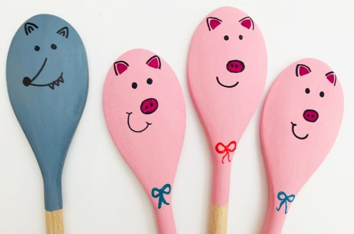 3 little pigs story spoons - story spoon craft