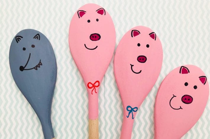 3 little pigs story spoons - story spoon craft