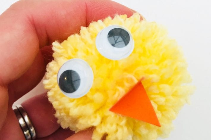 Egg carton craft - enjoy making these cute hatching pom pom chicks as an Easter craft with the kids