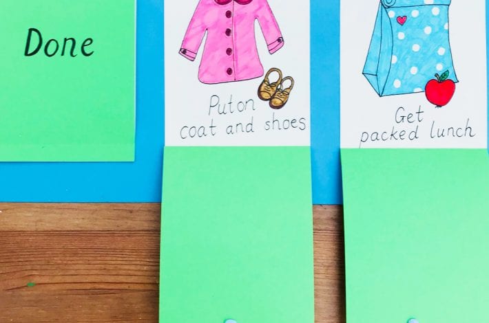 Morning routine chart for kids - stay on track in the mornings with this DIY task board - great for school mornings