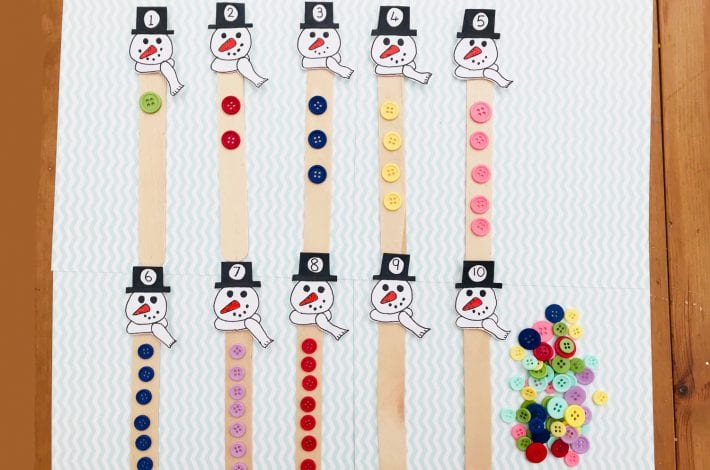 Snowman counting stick - help kids learn to count to 10 with this fun learning game