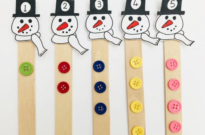 Snowman counting stick - help kids learn to count to 10 with this fun learning game