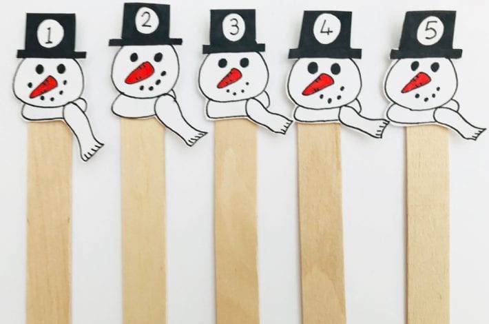 Snowman counting stick - help kids learn to count to 10 with this fun learning game