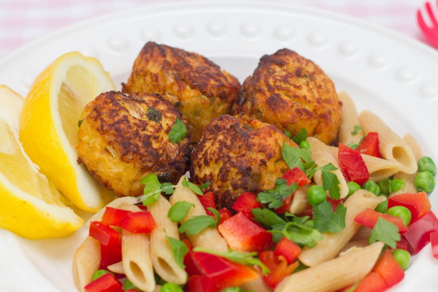 Chicken balls with quinoa and pear image