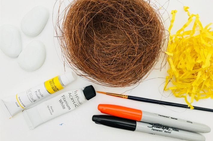 Easter rock painting - make these great easter chicks by painting pebbles - a great easter craft for kids