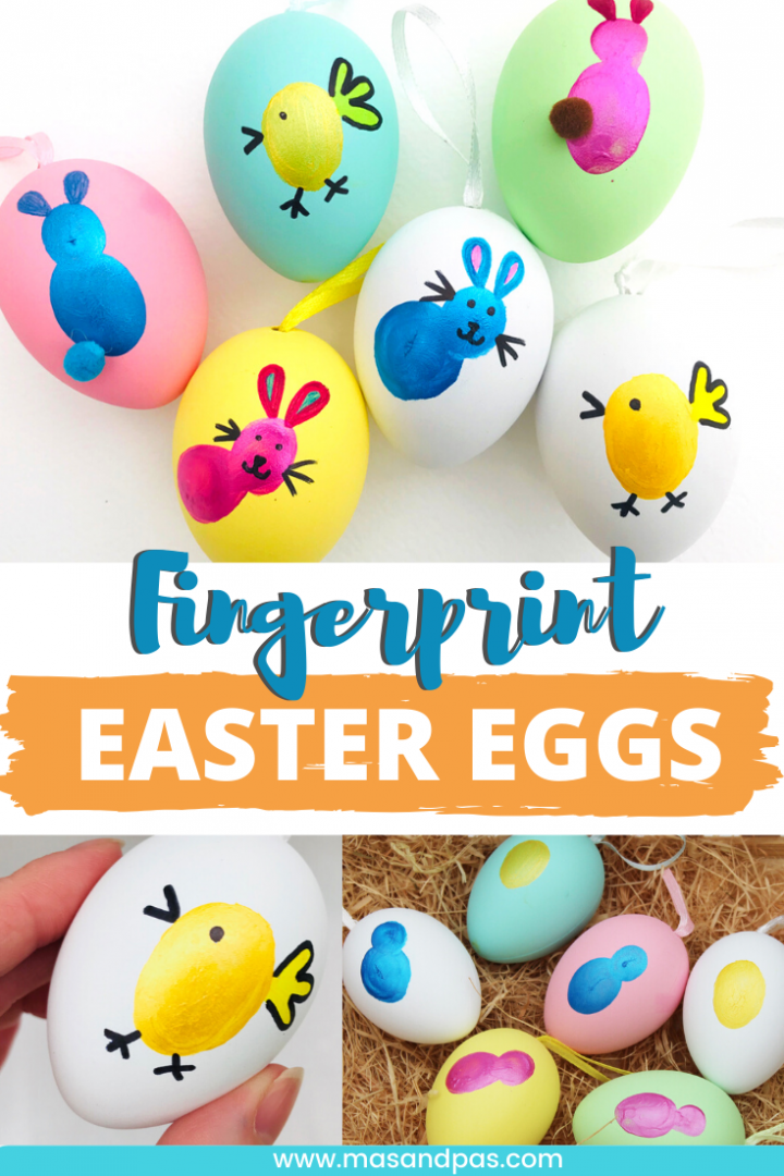 Fingerprint Easter egg craft for kids - decorate Easter eggs using thumbprints - fun Easter activity for toddlers preschoolers and kids