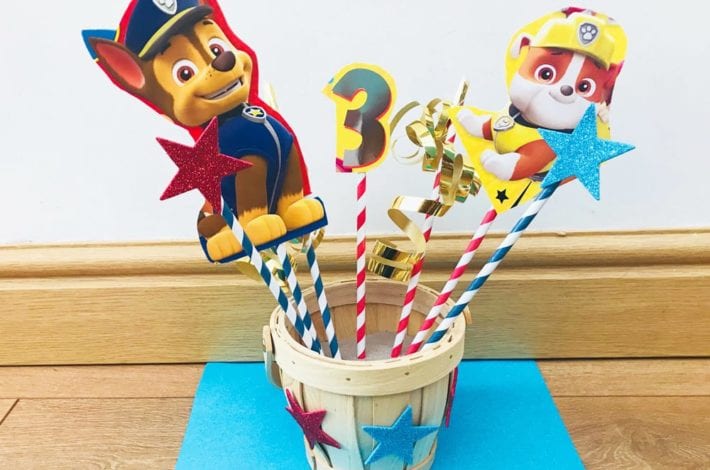 Paw patrol party decorations - make great paw patrol table centrepieces with this fun and easy craft