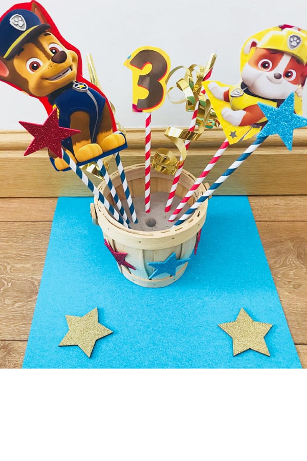 Paw patrol party decorations - make great paw patrol table centrepieces with this fun and easy craft