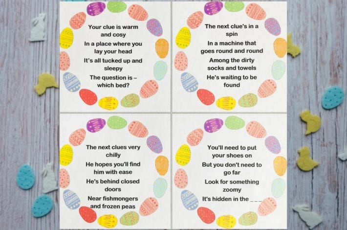 Indoor Easter Egg Hunts - FREE clue printables for all ages