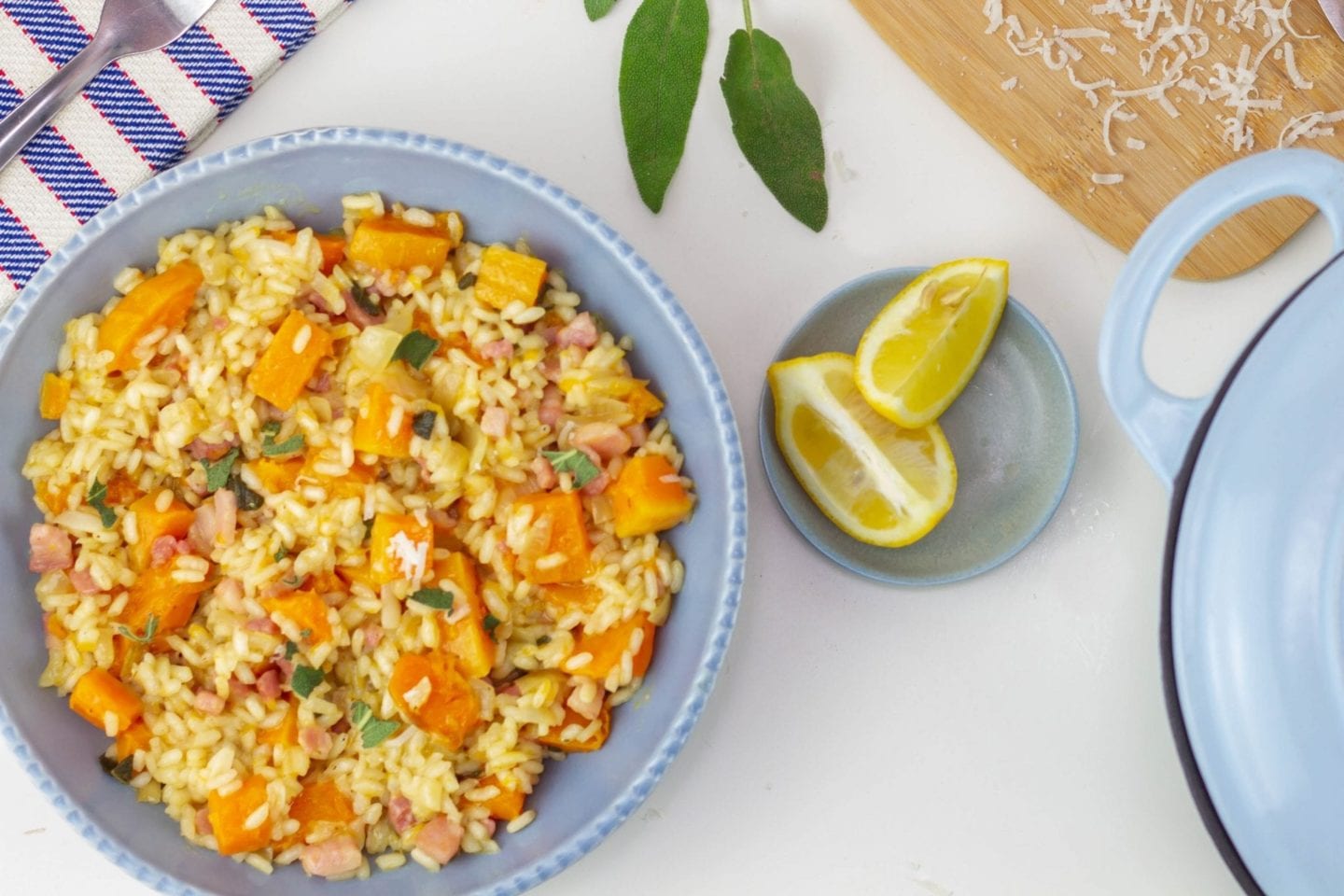 Squash, sage and pancetta risotto image