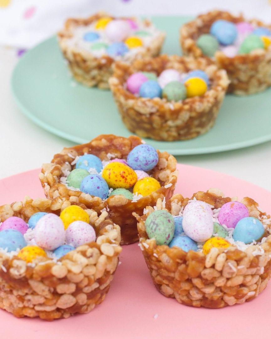 Healthy rice krispie nests - peanut butter easter nests for kids to enjoy a healthy snack this Easter