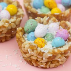 Healthy rice krispie nests - peanut butter easter nests for kids to enjoy a healthy snack this Easter
