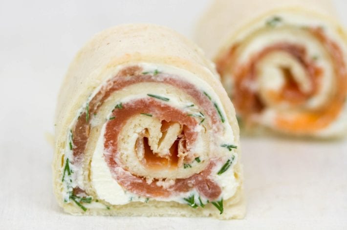 Smoked salmon pinwheels - try these smoked salmon roll ups for quick and easy party food for kids parties