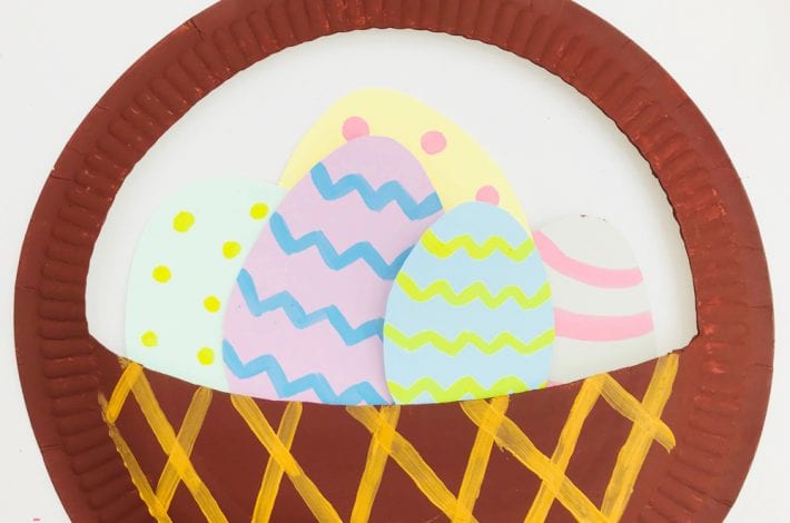 Paper plate Easter egg basket craft for kids