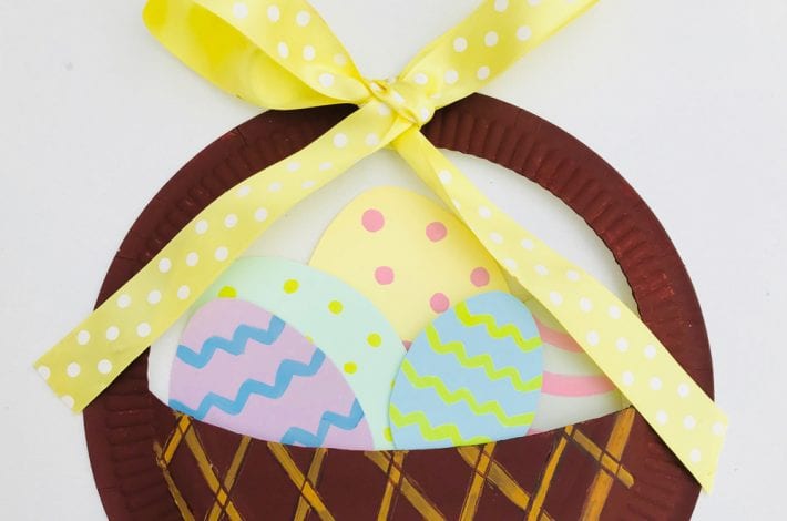 Paper plate Easter egg basket craft for kids