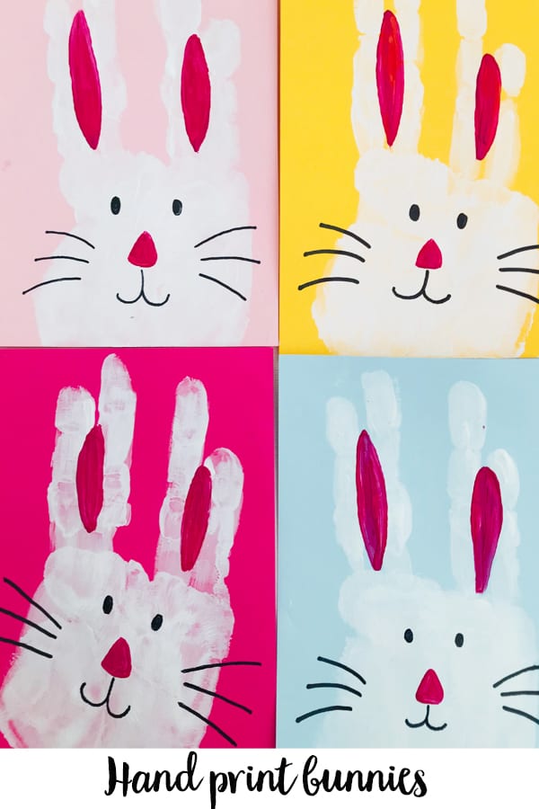 Hand print bunnies - an Easter craft for kids