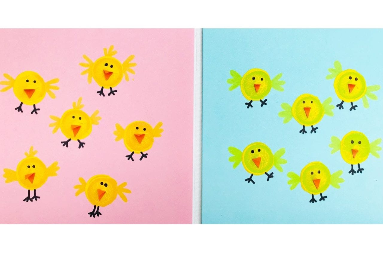 Cork print craft - Easter chick paintings - a perfect Easter craft for kids