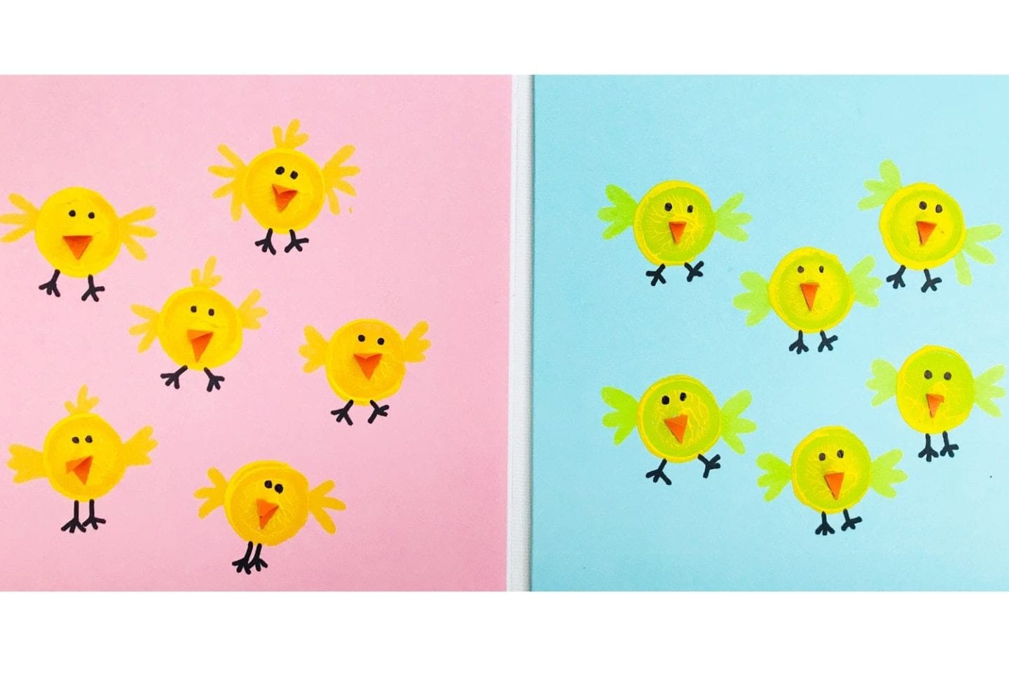 Cork print craft – little Easter chick paintings image