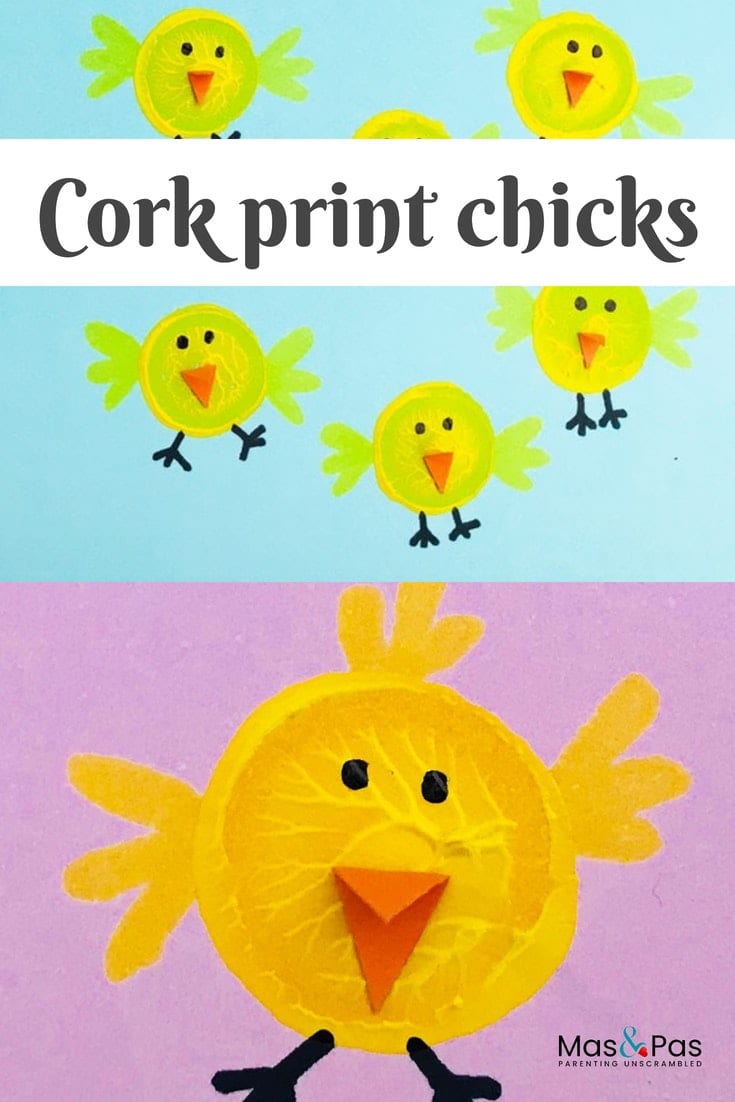 Cork print craft - Easter chick paintings - a perfect Easter craft for kids