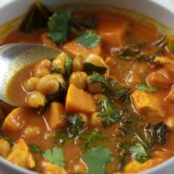 West African stew with chicken sweet potato and chick peas - quick and easy African chicken soup to make for family dinners