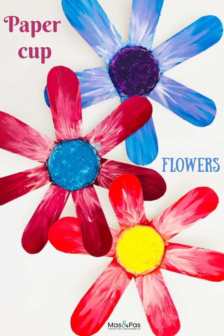 Pretty painted paper cup flowers - a gorgeous spring craft for kids