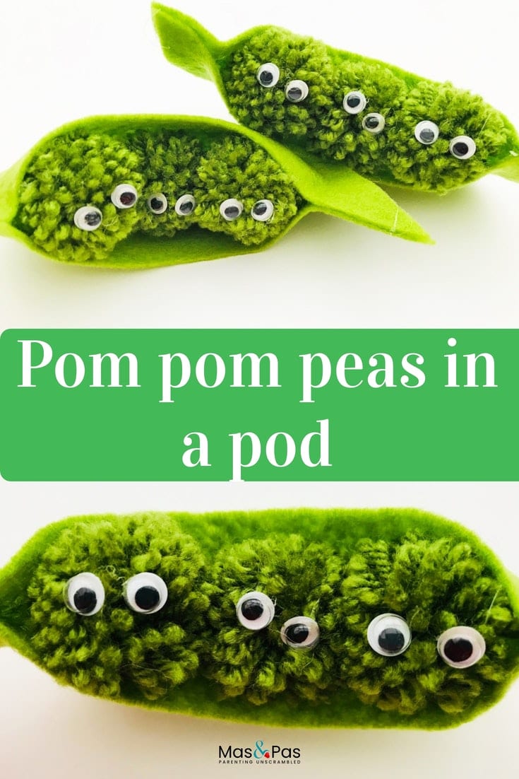 Pom pom peas in a pod - pom pom craft for kids
