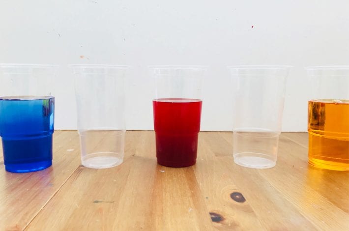 Walking rainbow water experiment for kids - teach kids about capillary action with this fun walking water activity