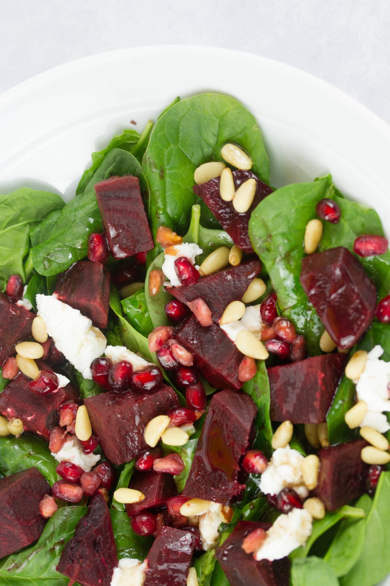 Beetroot salad with goats cheese and pine nuts
