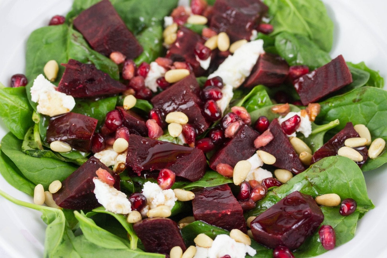 Beetroot salad with goats cheese and pine nuts