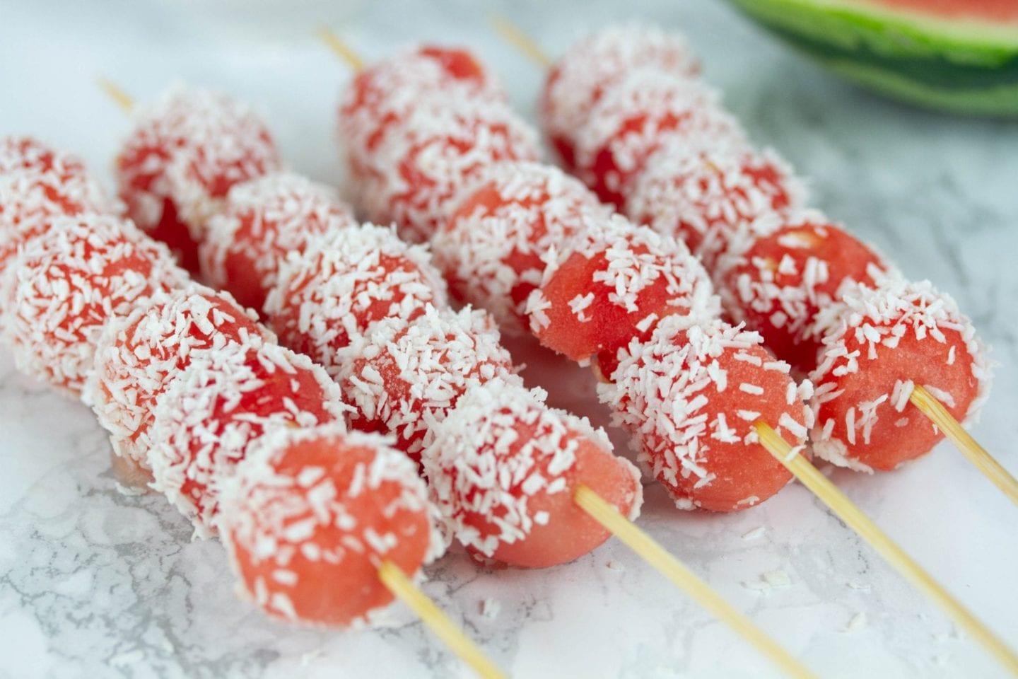 Frozen watermelon coconut kebabs image