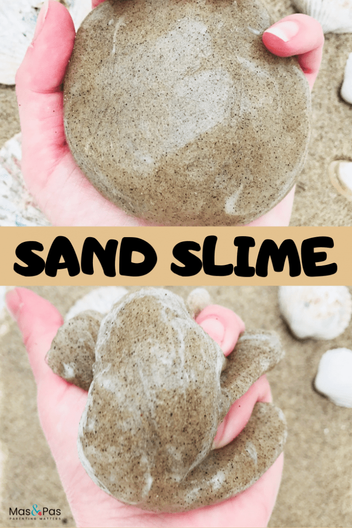 Summer sand slime - make this sand slime recipe using just 4 ingredients. A great summer craft for kids