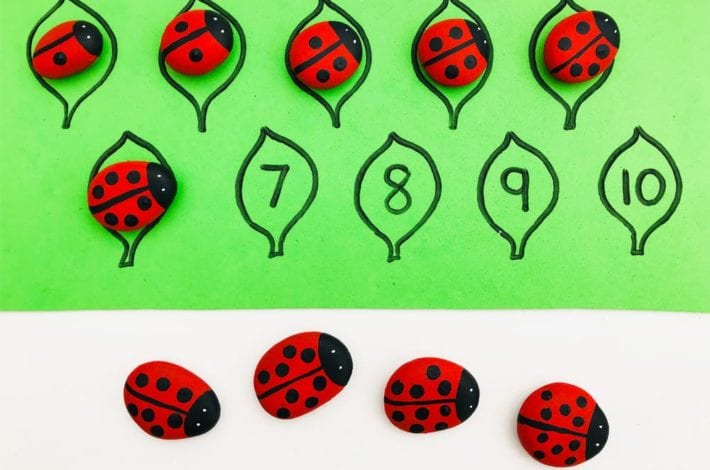 Ladybird counting game for kids - teach numbers to 10 and help toddlers learn to count the spots on ladybird's back