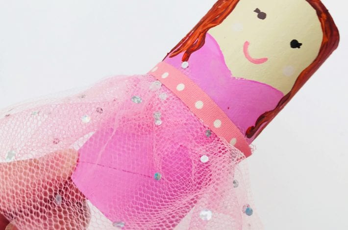 Make your own pretty paper roll princess with tulle netting skirt and try this fun toilet roll craft for kids