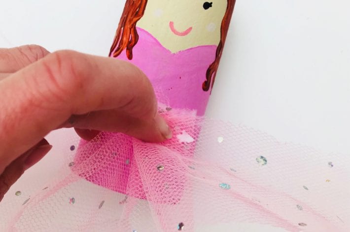 Make your own pretty paper roll princess with tulle netting skirt and try this fun toilet roll craft for kids