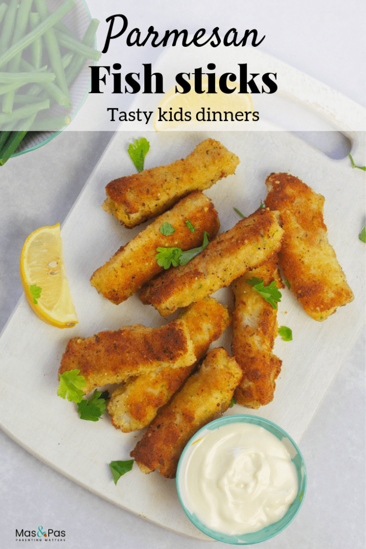 Parmesan fish sticks - make these tasty fish fingers in breadcrumbs for a great kids meal - pin
