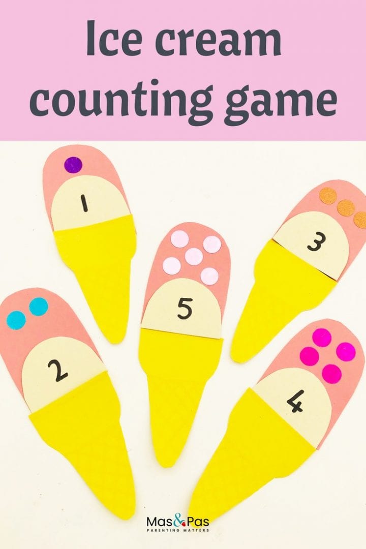 A great counting activity for toddlers. Play this ice cream counting game for toddlers and young kids - they can learn to count to 10 with this fun summer learning game