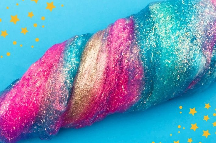 Unicorn poop putty - make this glittery unicorn slime with our simple slime recipe - a great glittery slime for kids