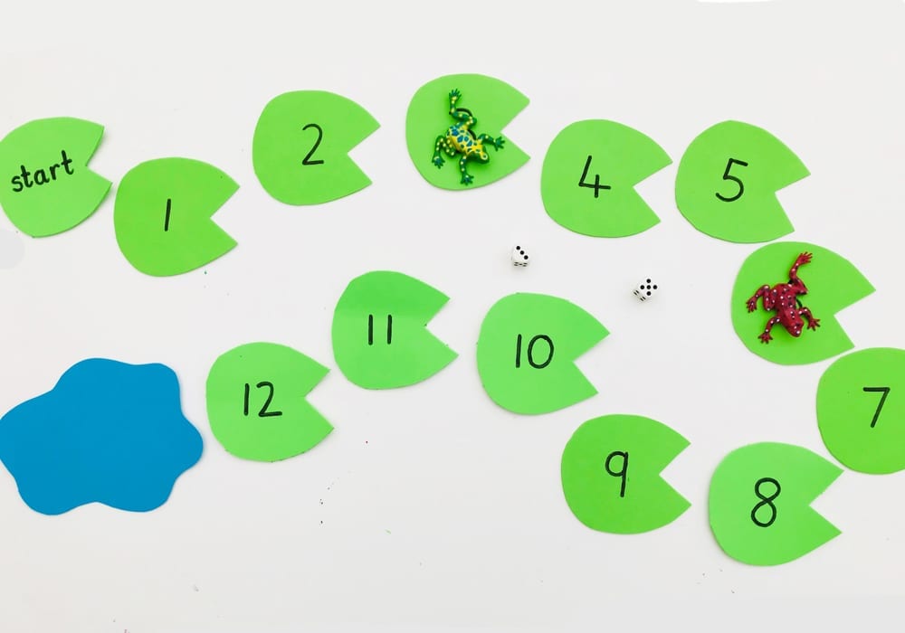 Play this leaping frogs number bonds game to learn those first additions. Practice number bonds to 10 in a fun game.
