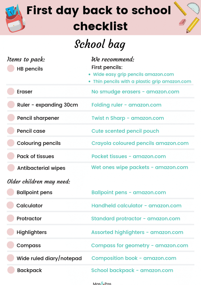 Back to school checklist - How to make the first day of school stress free and how to prepare your child for the first day of school