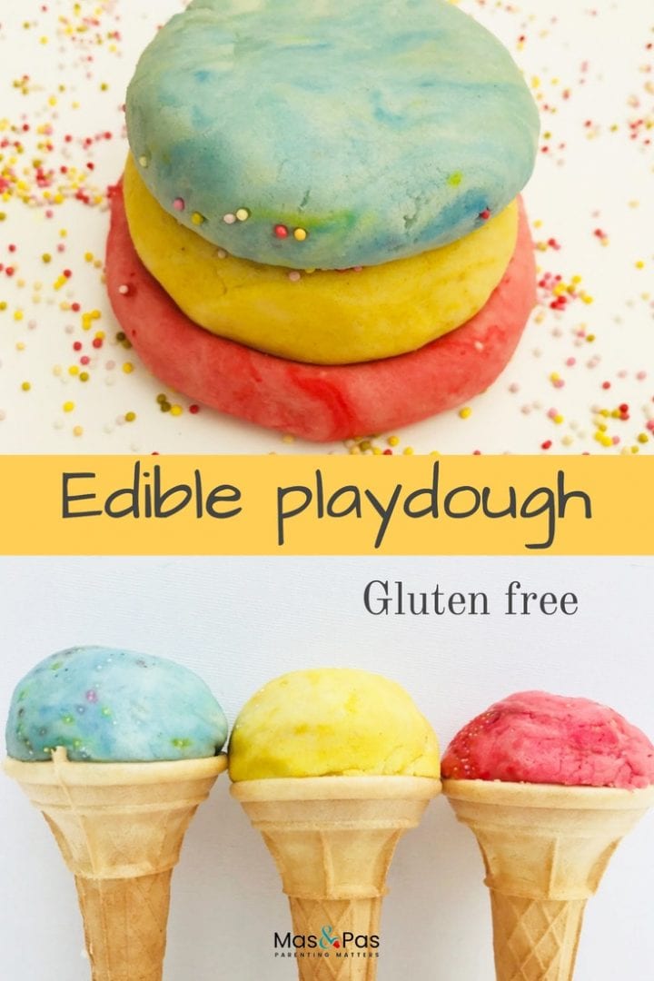 Edible playdough recipe - mix up these 4 simple ingredients to make this easy no cook playdough recipe that's OK for kids to eat as well