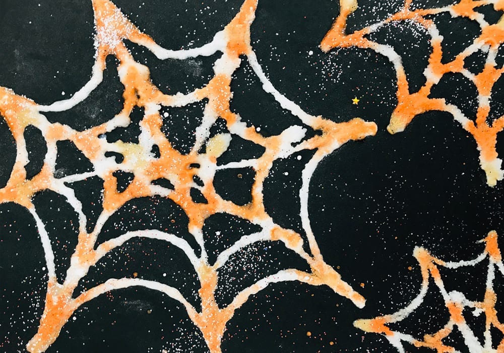 How to make salt painted spiders web - Halloween craft for kids