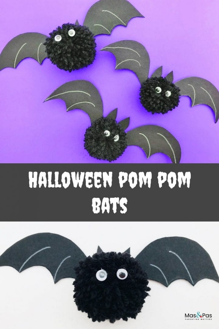 Make these awesome Halloween pom pom bats this October - a great craft for little kids that also make spooky homemade Halloween decorations